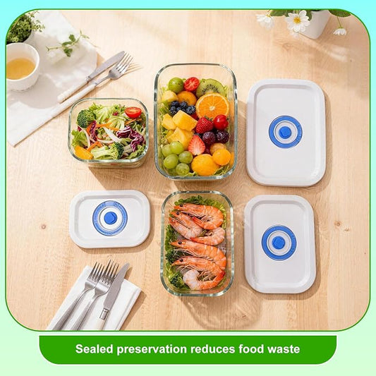 Elmond Glass Vacuum Containers (3-Size Set S M L)– Universal Compatible with Nozzles 2.4-3.8cm/0.95-1.5 in – For Handheld & Desktop Sealers