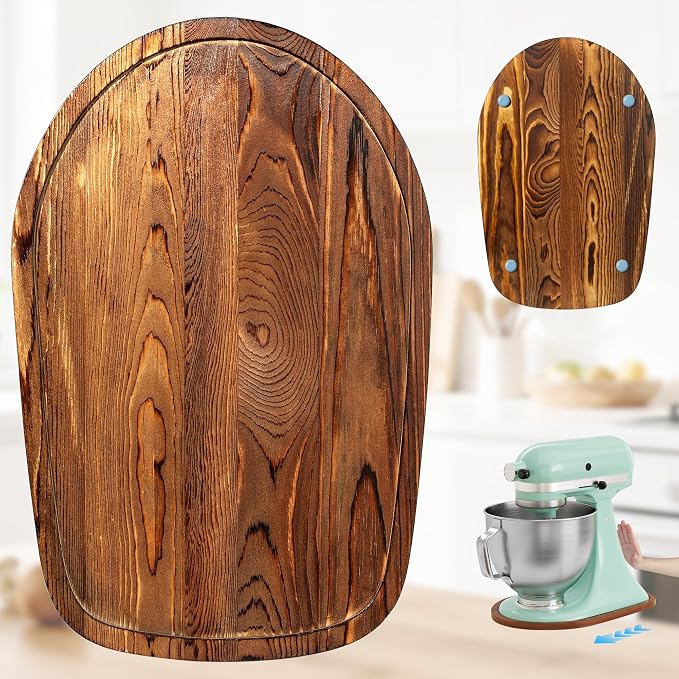 ENVTEK Mixer Slider Mat, Pine Wood Sliding Tray for KitchenAid 4.5 & 5 Qt Stand Mixers, Anti-Slip Moving Mat & Countertop Protector, Kitchen Accessories and Attachments for Artisan Series