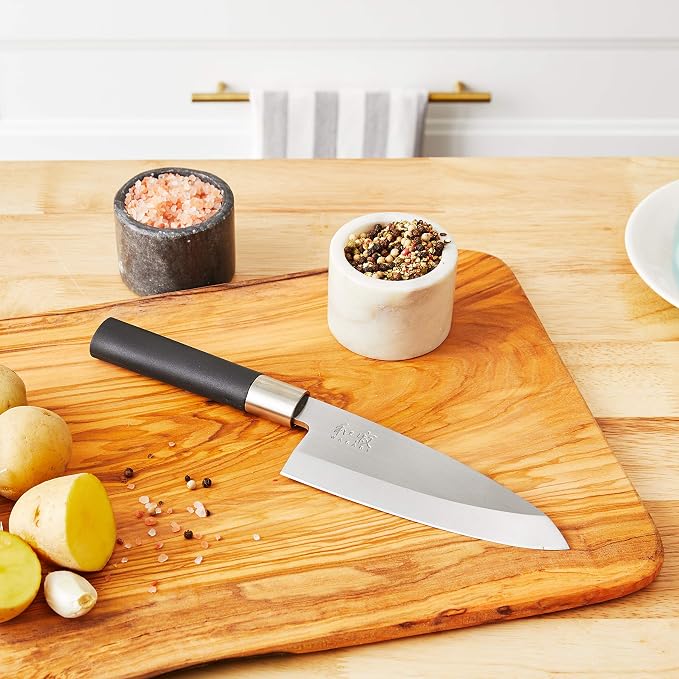 Kai PRO Wasabi Deba Knife 6", Traditional Japanese Knife for Fish and Poultry, Stainless Steel Blade, Comfortable Handle, Handcrafted Japanese Kitchen Knives