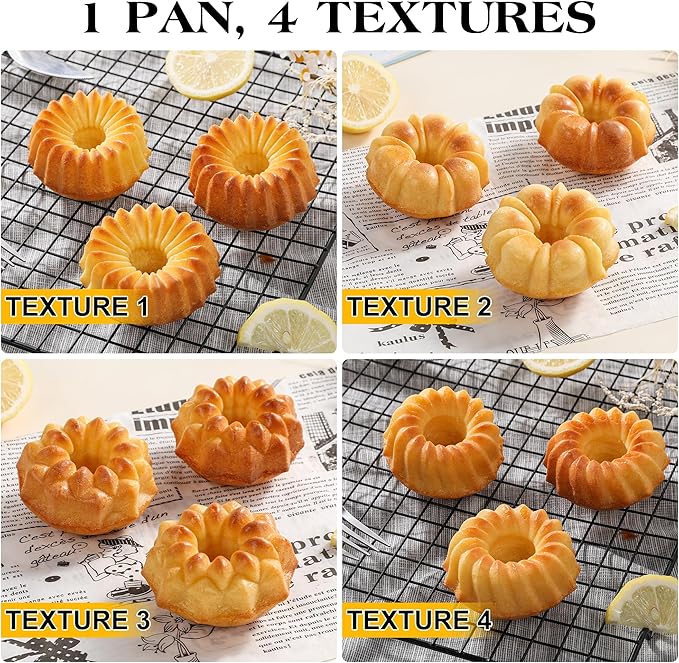 1 Pc Silicone Mini Fluted Tube Cake Pans with Metal Frame, 6-Cavity Non-Stick Moldes De Silicona Para Gelatina, Mini Flan Molds for Cupcake, Donuts, Muffin, Cornbread, Brownie, Jellies (Cream)