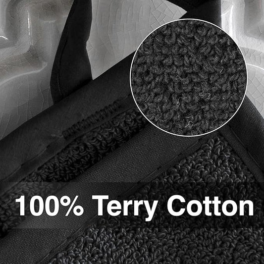 RITZ Terry Pocket Mitt & Hot Pad: Unparalleled Heat Resistant, Durable 100% Cotton – Ergonomically Designed for Optimal Grip – Easy-Care Machine Washable – 4-Pack, Black
