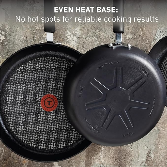 T-fal Ultimate Hard Anodized Nonstick Pots and Pans Set 14 Piece, Oven Broiler Safe 400F, Kitchen Cooking Set w/Fry Pans, Saucepans, Griddle, Dutch Oven, Dishwasher Safe, Cookware, Onyx