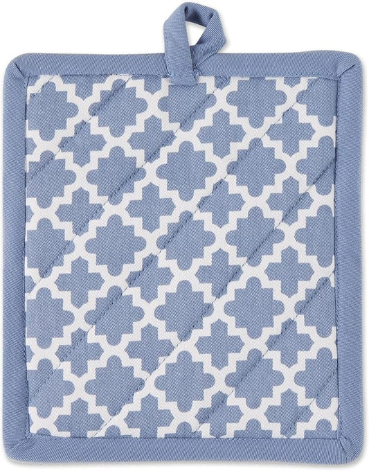 DII Lattice Basics Collection Kitchen Essentials, Oven Mitt & Potholder Set, Stonewash Blue, 2, Piece