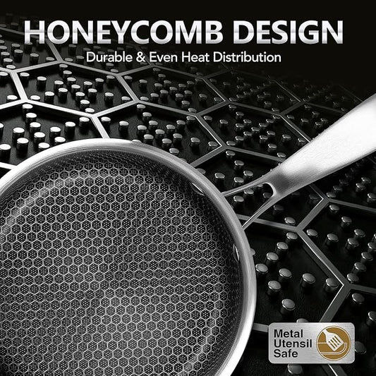 MICHELANGELO 3 Quart Saucepan with Lid, Premium Triple Ply Stainless Steel Sauce Pan with Lid, Sauce Pot with Honeycomb Interior - 3QT