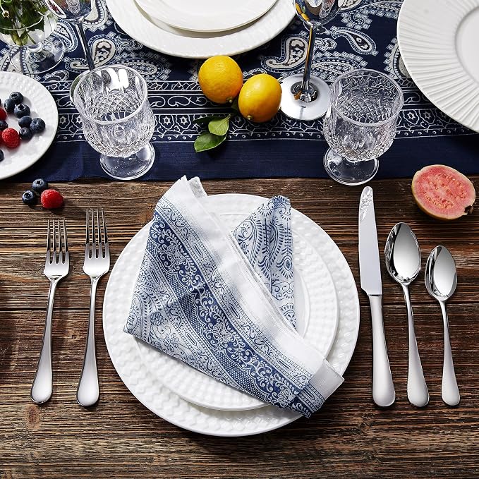 KEAWELL Premium Verona 45-Piece Silverware Set for 8 – Heavy Duty 18/10 Stainless Steel, Brilliant Mirror Finish, Smooth Edges, Dishwasher Safe (45, Silver)