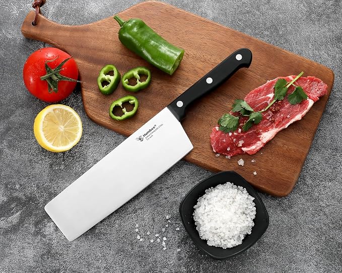 7.5-Inch Chef Knife Santoku – Full Tang Razor-Sharp High Carbon Stainless Steel Blade – Hollow Grind Edge – Ergonomic Grip Handle – Professional Kitchen Knife, Black