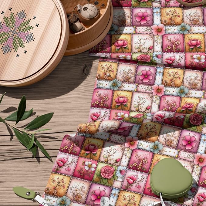 100% Cotton Fabric by the Yard – Turkish Quality Quilting & Sewing Fabric, 1 Yard x 1.69 Yards Wide, Patchwork Cotton for Crafts