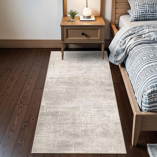Washable 2x6 Thin Runner Rug: Abstract Soft Entryway Doormat Water-Resistan Hallway Bathroom Kitchen Carpet with Non-Slip Backing Modern Living Room Bedroom Decorative Carpet(2x6,Beige/Cream)