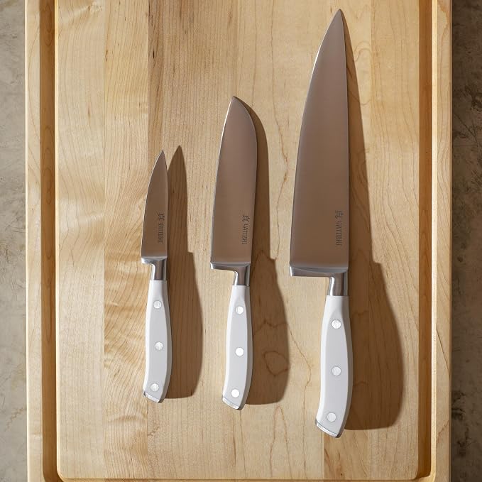 Yatoshi Knives Yatoshi Magnetic Kitchen Knife Block Set 6 Pcs White - Pro Kitchen Knife Set Ultra Sharp High Carbon Steel
