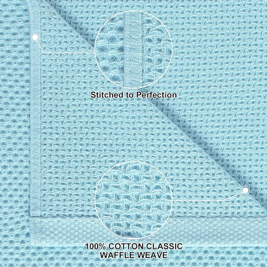 Homaxy 100% Cotton Kitchen Towels and Dishcloths Set, 12 x 12 Inches and 13 x 28 Inches, Set of 8 Bulk Kitchen Towels Set, Ultra Soft Absorbent Dish Cloths for Washing Dishes, Sky Blue