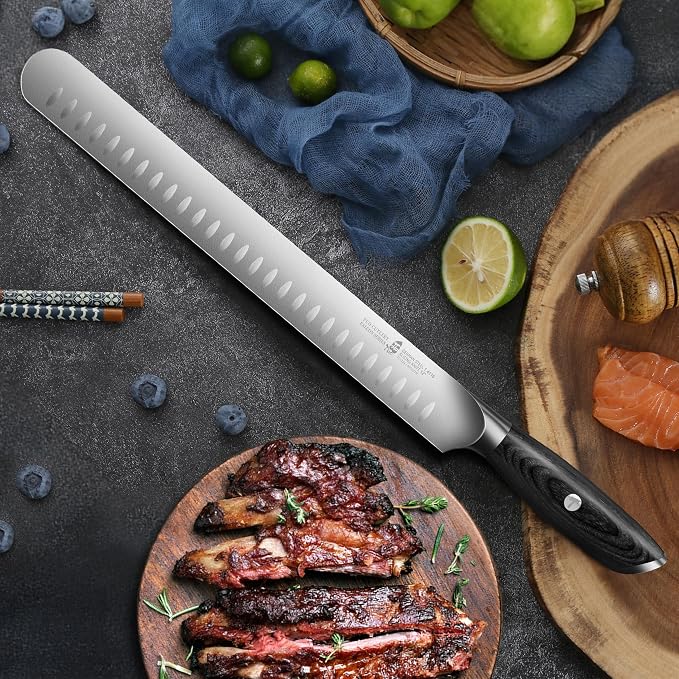 TUO Carving Knife, 12 inch Brisket Knife for Cutting Smoked Meat, Slicing Through Roast, High Carbon German Steel, Ergonomic Handle, BBQ Gifts - Falcon Series