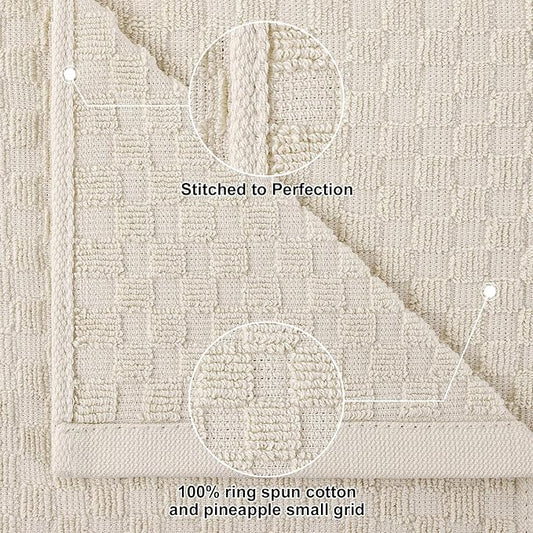 Homaxy 100% Cotton Kitchen Towels and Dishcloths Set, 12 x 12 & 15 x 25 Inches, Set of 8 Bulk Terry Cloth Dish Towels, Super Soft and Absorbent Hand Towel with Hanging Loop, Beige