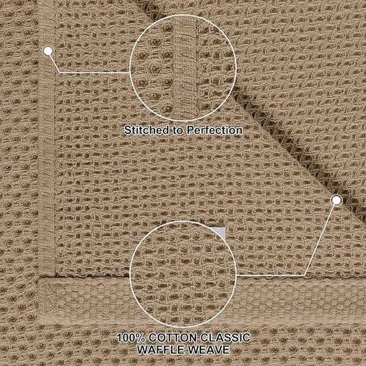Homaxy 100% Cotton Kitchen Towels and Dishcloths Set, 12 x 12 Inches and 13 x 28 Inches, Set of 8 Bulk Kitchen Towels Set, Ultra Soft Absorbent Dish Cloths for Washing Dishes, Tan