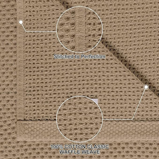 Homaxy 100% Cotton Kitchen Towels and Dishcloths Set, 12 x 12 Inches and 13 x 28 Inches, Set of 12 Bulk Kitchen Towels Set, Ultra Soft Absorbent Dish Cloths for Washing Dishes, Tan