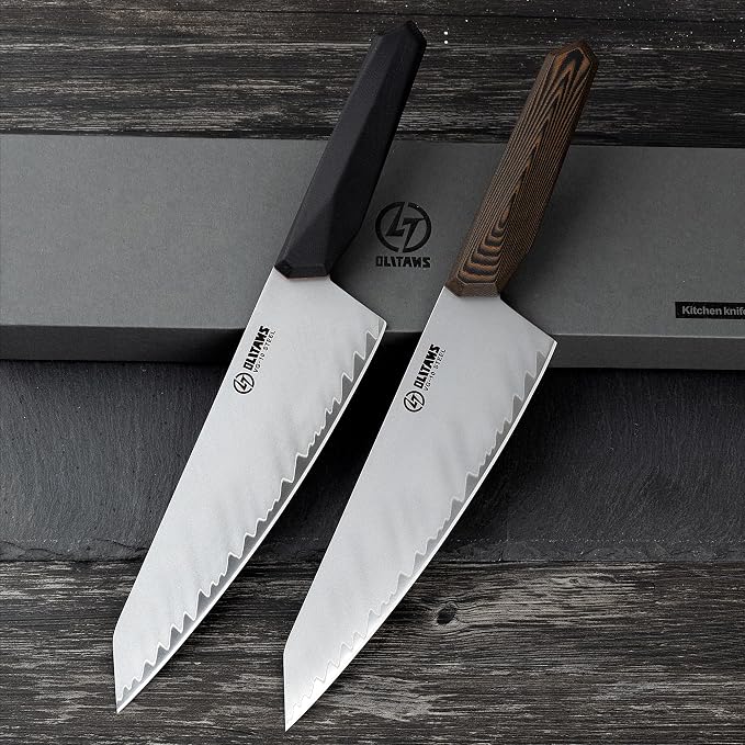 OLITANS Chef's Knife, 8 in Professional Chef Kinfe VG-10, Ultra Sharp Kitchen Knife, G10 Handle (Black)