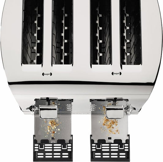 KRUPS: Breakfast Set Stainless Steel Toaster 4 Slice 1500 Watts 6 Brown Settings, Defrost, Reheat, High Lift Lever Silver, Matte and Chrome