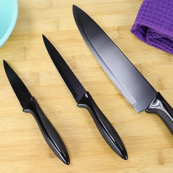 Chef Craft Premium Utility Knife with Sheath, 5 inch Blade 10 inches in Length, Black