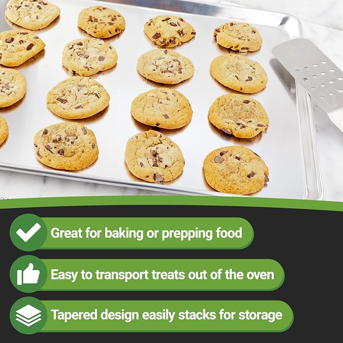 Restaurantware Met Lux 18 x 26 Inch Full Size Baking Sheet 1 Heavy-Duty Cookie Sheet - Evenly Bakes Treats Make Pastries Pizzas or Cookies Aluminum Sheet Pan For Commercial or Home Use