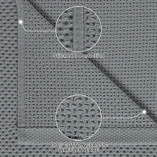 Homaxy 100% Cotton Kitchen Towels and Dishcloths Set, 12 x 12 Inches and 13 x 28 Inches, Set of 10 Bulk Kitchen Towels Set, Ultra Soft Absorbent Dish Cloths for Washing Dishes, Grey