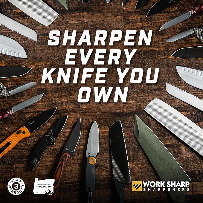 Work Sharp Precision Adjust Elite Knife Sharpener - Fixed Angle Sharpening System for Kitchen & Pocket Knives - Professional Guided Knife Sharpening Tool