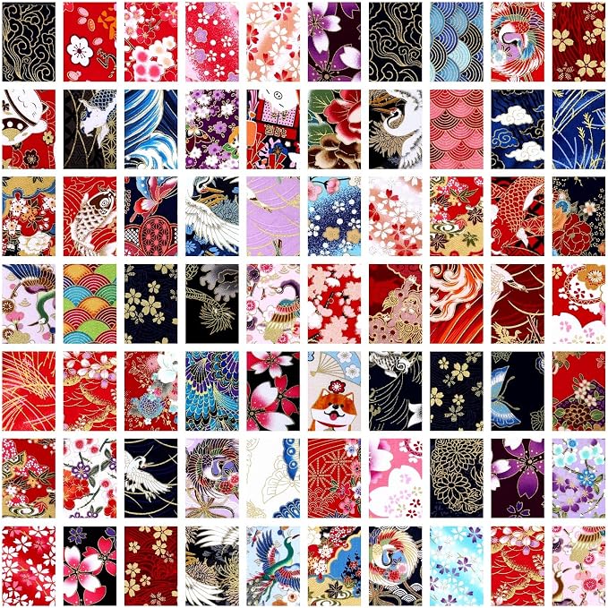 Kingdder 70 Pcs Japanese Jelly Fabric Quilting Strips, Patchwork Roll 2.55 Inch Roll up Cotton Patchwork Jelly Fabric Craft for Quilters and Sewing DIY Crafts