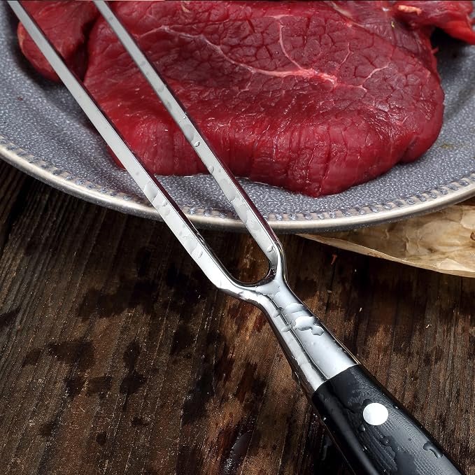 PAUDIN Carving Knife Set, 8 inch German High Carbon Stainless Steel Meat Slicing Knife with 7 inch Turkey Fork, Ergonomic Full Tang G10 Handle, Dishwasher Safe,BBQ Brisket Slicer,Cooking Gifts for Men