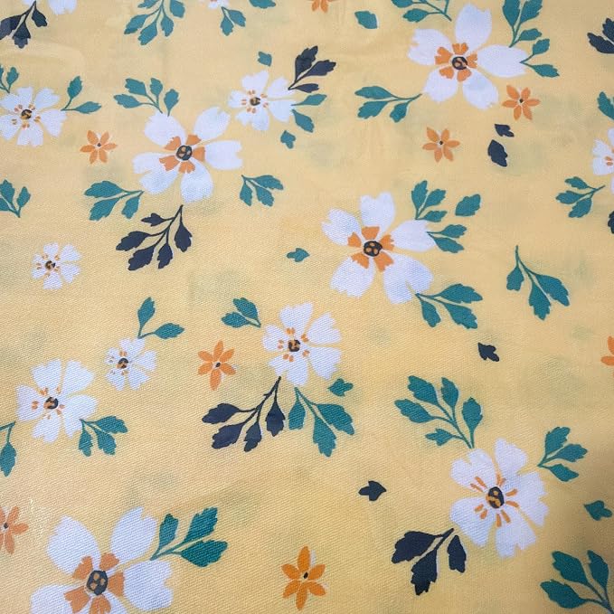 Light Weight Natural Cotton Fabric by the Yard DIY Making Supplies Quilting Patchwork Fabric Fat Quarter Bundles DIY for Quilting Cotton Patchwork Cushions (Yellow Flowers A, 2 Yard)