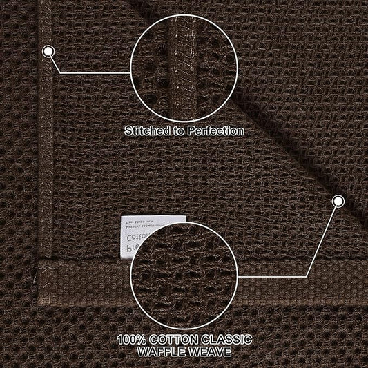 Homaxy 100% Cotton Kitchen Towels and Dishcloths Set, 12 x 12 Inches and 13 x 28 Inches, Set of 8 Bulk Kitchen Towels Set, Ultra Soft Absorbent Dish Cloths for Washing Dishes, Dark Brown