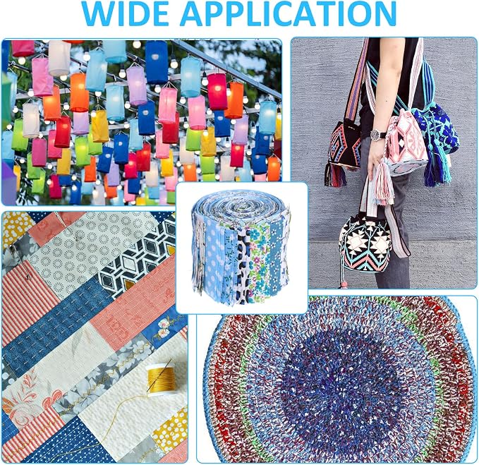 42Pcs Jelly Roll Fabric Strips Soft Cotton Quilting Fabric 2.5 x 20 Inch Pre-Cut Cotton Strips Bundles for Quilting Crafting and Sewing(Blue)