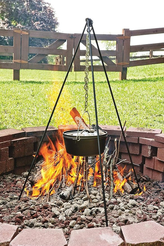Lodge Campfire Cooking Tripod - Adjustable Chain - Steel Cooking Tripod for Campfire - 43.5 Inch