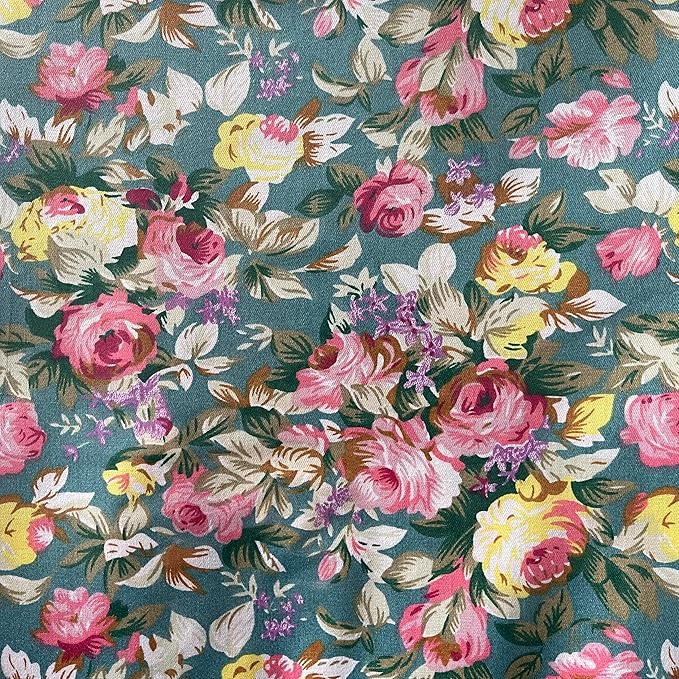 Light Weight Natural Cotton Fabric by the Yard DIY Making Supplies Quilting Patchwork Fabric Fat Quarter Bundles DIY for Quilting Cotton Patchwork Cushions (Full Green Flowers, 2 Yard)