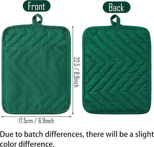 5Pack Pot Holders for Kitchen Heat Resistant Cotton Potholder Multipurpose Hot Pads Machine Washable Oven Mitts with Pocket Potholders for Baking and Cooking 8.9 x 6.9 in Red Green