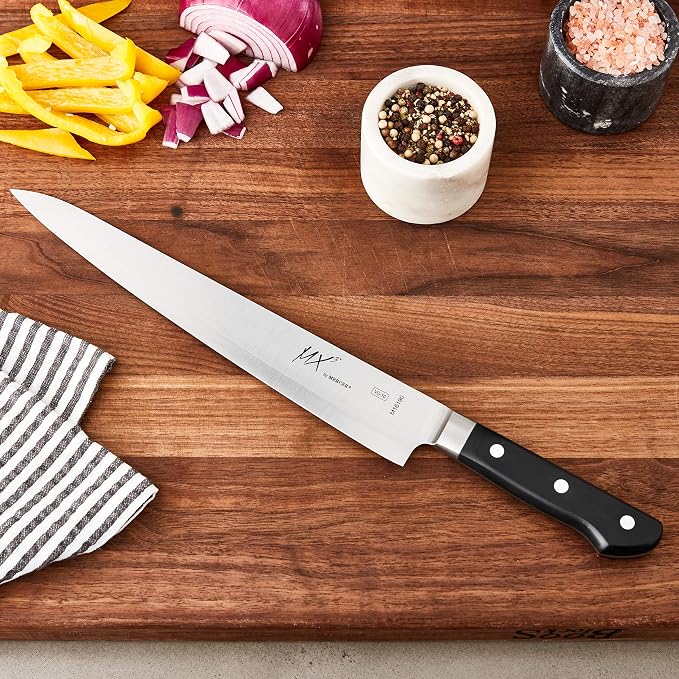 Mercer Culinary Mx3 Premium San Mai VG-10 Steel Core Blade Sujihiki Knife, 270mm10.6 Inch,Black