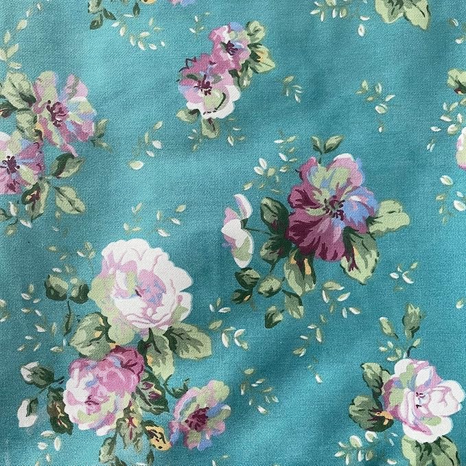 Light Weight Natural Cotton Fabric by the Yard DIY Making Supplies Quilting Patchwork Fabric Fat Quarter Bundles DIY for Quilting Cotton Patchwork Cushions (Green Flowers Big, 1 Yard)