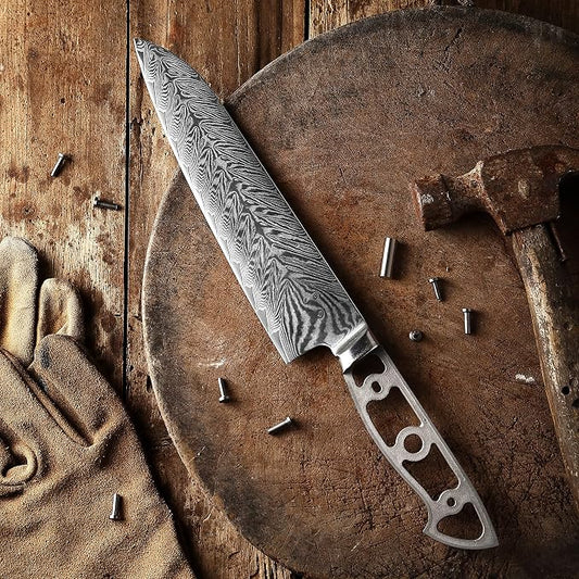 KATSURA Woodworking Project Kit – Gyuto Chef Knife Blank – Ultra Wide Blade 50mm – 8.25 Inch – Japanese Premium AUS 10V, 67 Layers Damascus Steel – Storm-V Series – NO LOGO