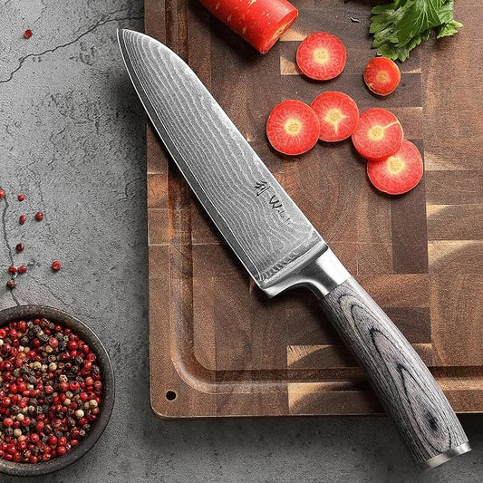 Wakoli EDIS 5-Piece Damascus Kitchen Knife Set – Professional Kitchen Knives with VG10 Core, 67-Layer Damascus Steel Blades and Ergonomic Pakkawood Handles – Premium Chef Knife Set in Gift Box