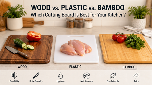 Wood, plastic, and bamboo cutting boards compared for durability, hygiene, maintenance, knife protection, and everyday kitchen food preparation