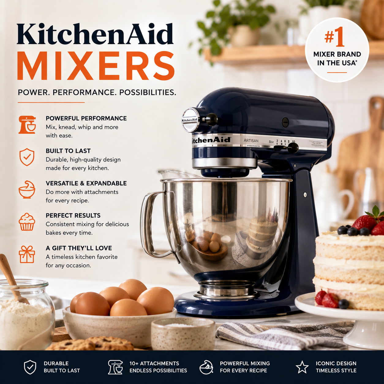 KitchenAid Stand Mixers for Baking, Bread Dough Mixing, Pizza Dough, Cake Batter, Cookie Dough, Home Baking, Artisan Mixers and Premium Kitchen Countertop Appliances