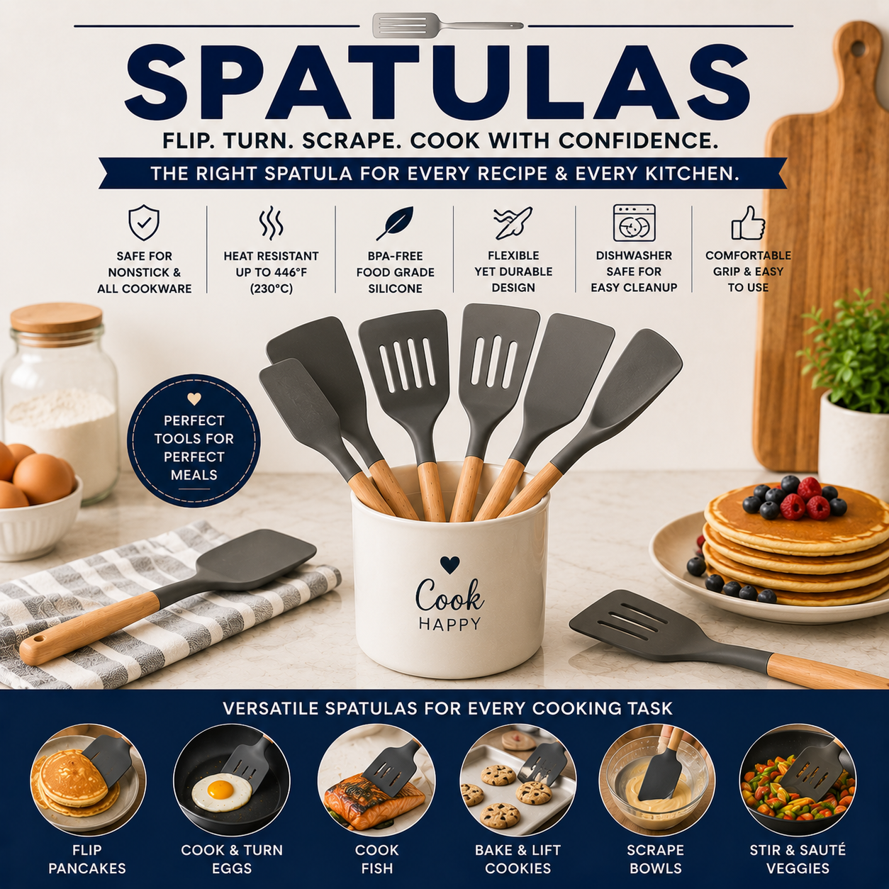 Spatulas Collection Featuring Silicone Spatulas, Turners, Flexible Spatulas, Fish Spatulas, Cooking Tools, Kitchen Utensil Sets, And Everyday Kitchen Essentials For Modern Homes