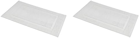 Amazon Basics Banded Bathroom Bath Rug Mat, 100% Cotton, 31 x 20 inches, Soft Silver (Pack of 2)