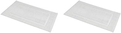 Amazon Basics Banded Bathroom Bath Rug Mat, 100% Cotton, 31 x 20 inches, Soft Silver (Pack of 2)