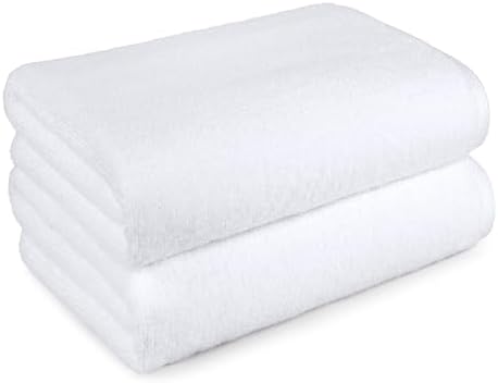 Amazon Basics 2-Piece Quick-Dry Oversize Bath Towel, 100% Cotton, 54" x 30", White