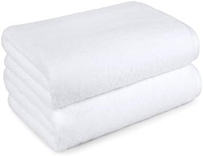 Amazon Basics 2-Piece Quick-Dry Oversize Bath Towel, 100% Cotton, 54" x 30", White