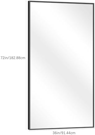 DESBING Black Bathroom Mirror for Wall, 72x36 Inch Rectangle Mirrors with Metal Frame, Modern Vanity Wall Mirror Decor for Entryway Hangs, Bathroom Living Room Horizontal or Vertical