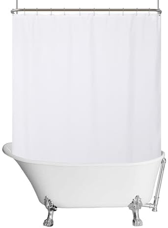 N&Y HOME Waterproof Fabric Clawfoot Tub Shower Curtain 180 x 70 inch, White