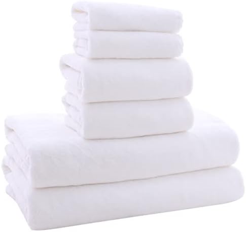 MOONQUEEN Ultra Soft Towel Set - Quick Drying - 2 Bath Towels 2 Hand Towels 2 Washcloths - Microfiber Coral Velvet Highly Absorbent Towel for Bath Fitness, Sports, Yoga, Travel (White, 6 Pieces)