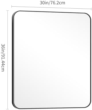 DESBING 30" x 36"Bathroom Mirror, Matte Black Wall Mirror with Metal Frame, Decorative Rectangular Vanity Mirror for Bedroom Bathroom Living Room Entryway (Horizontal/Vertical)