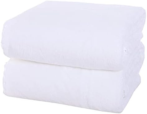 MOONQUEEN 2 Pack Premium Bath Towel Set - Quick Drying - Microfiber Coral Velvet Highly Absorbent Towels - Multipurpose Use as Bath Fitness, Bathroom, Shower, Sports, Yoga Towel (White)