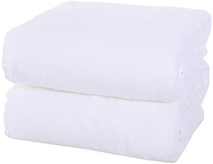 MOONQUEEN 2 Pack Premium Bath Towel Set - Quick Drying - Microfiber Coral Velvet Highly Absorbent Towels - Multipurpose Use as Bath Fitness, Bathroom, Shower, Sports, Yoga Towel (White)