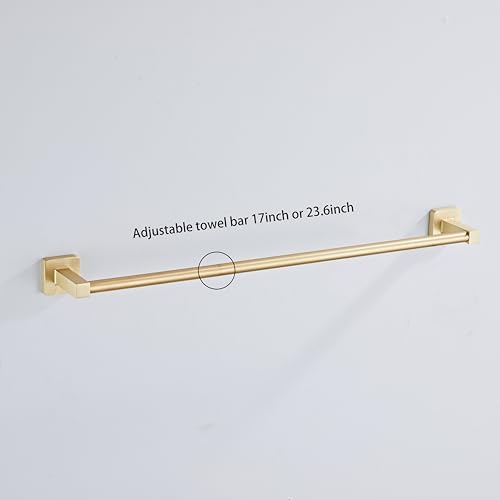 Brusehd Light Gold Bathroom Hardware Set 4 Pieces,Bathroom Accessories Set Stainless Steel Wall Mounted, Hand Towel Bar, Towel Ring, Robe Towel Hooks,Toilet Paper Holder,Towel Bar Set, 23.6 Inch…